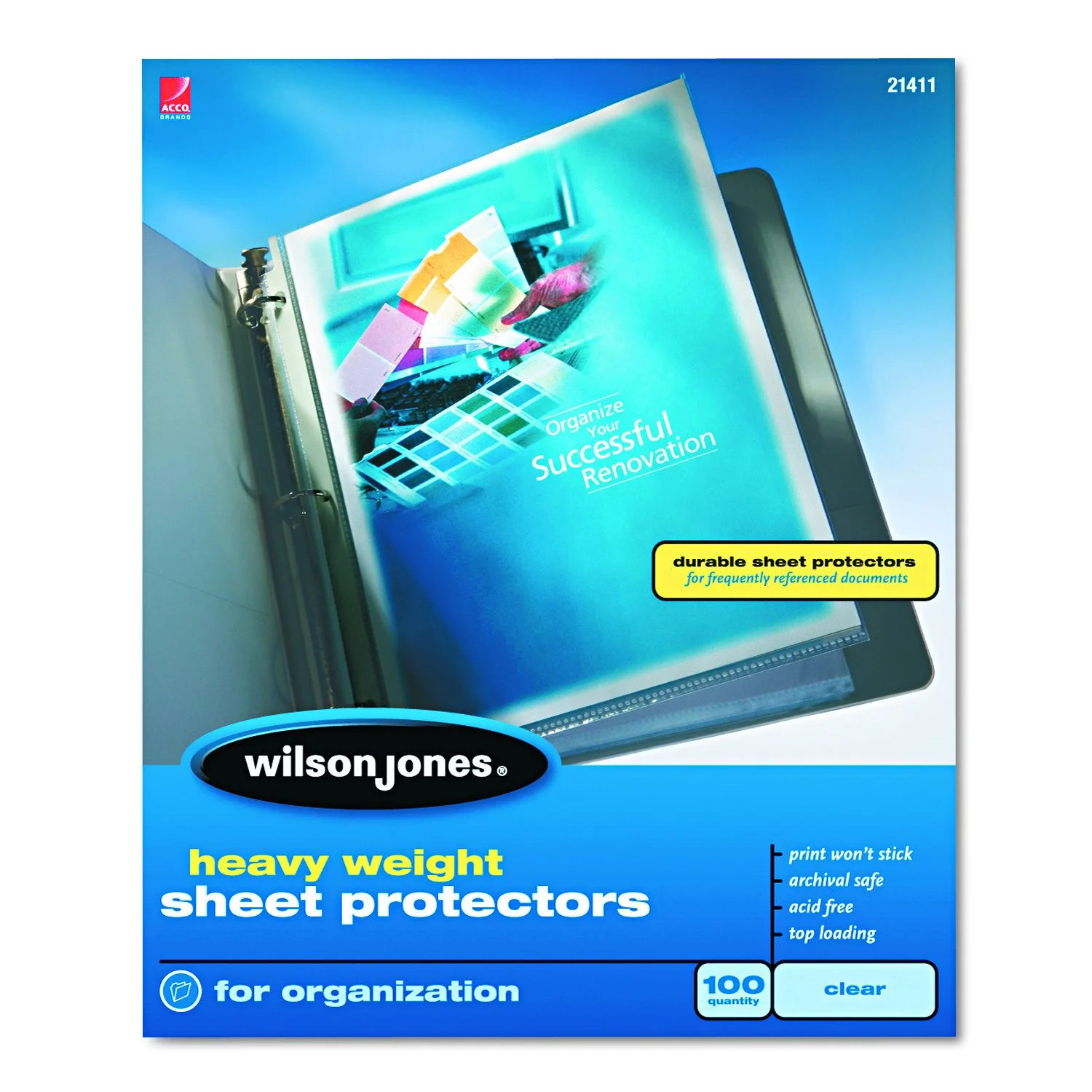 WILSON JONES Heavyweight Top-Loading Sheet Protectors, Letter Size
