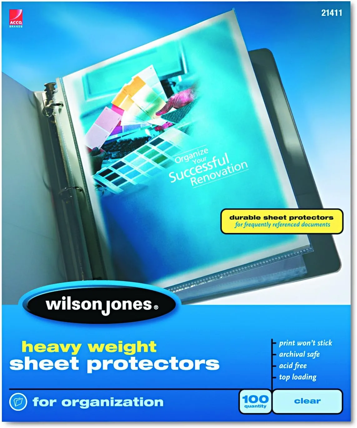 WILSON JONES Heavyweight Top-Loading Sheet Protectors, Letter Size
