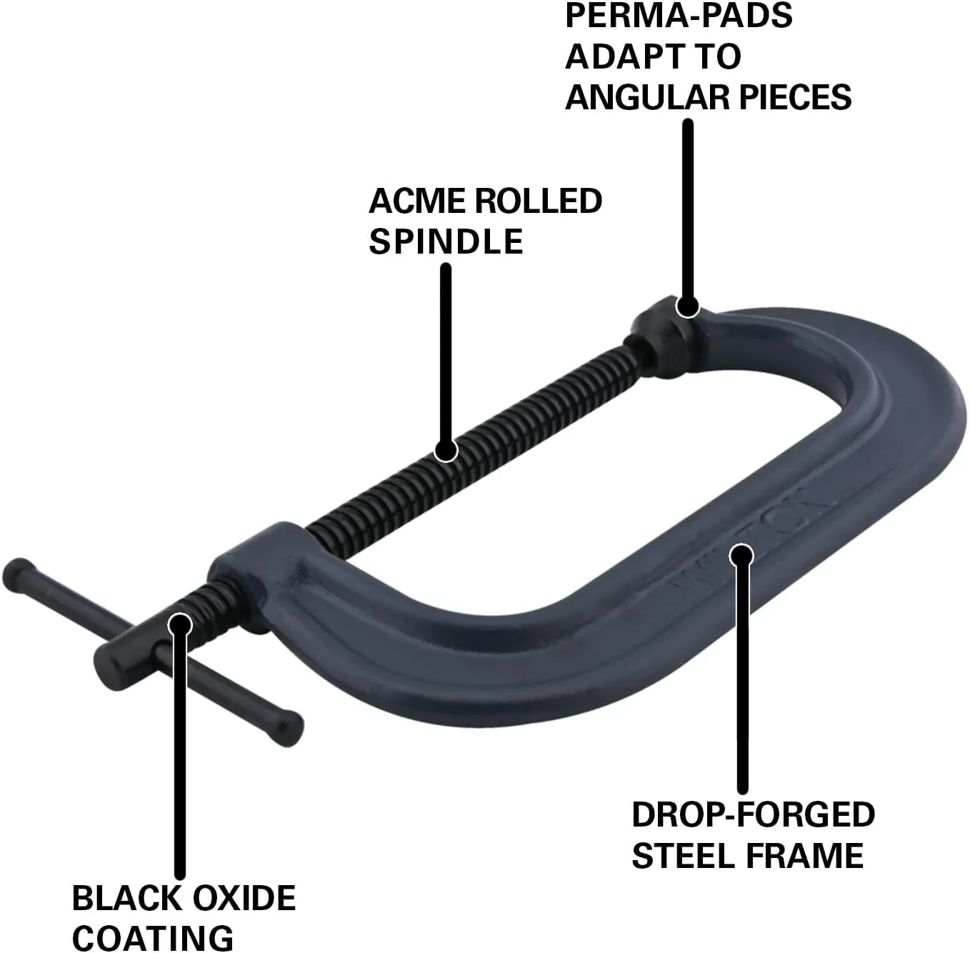 Wilton C-Clamp, 4" Opening, 2-5/16" Throat, 3700 Lbs. Clamping Force (Model 804)