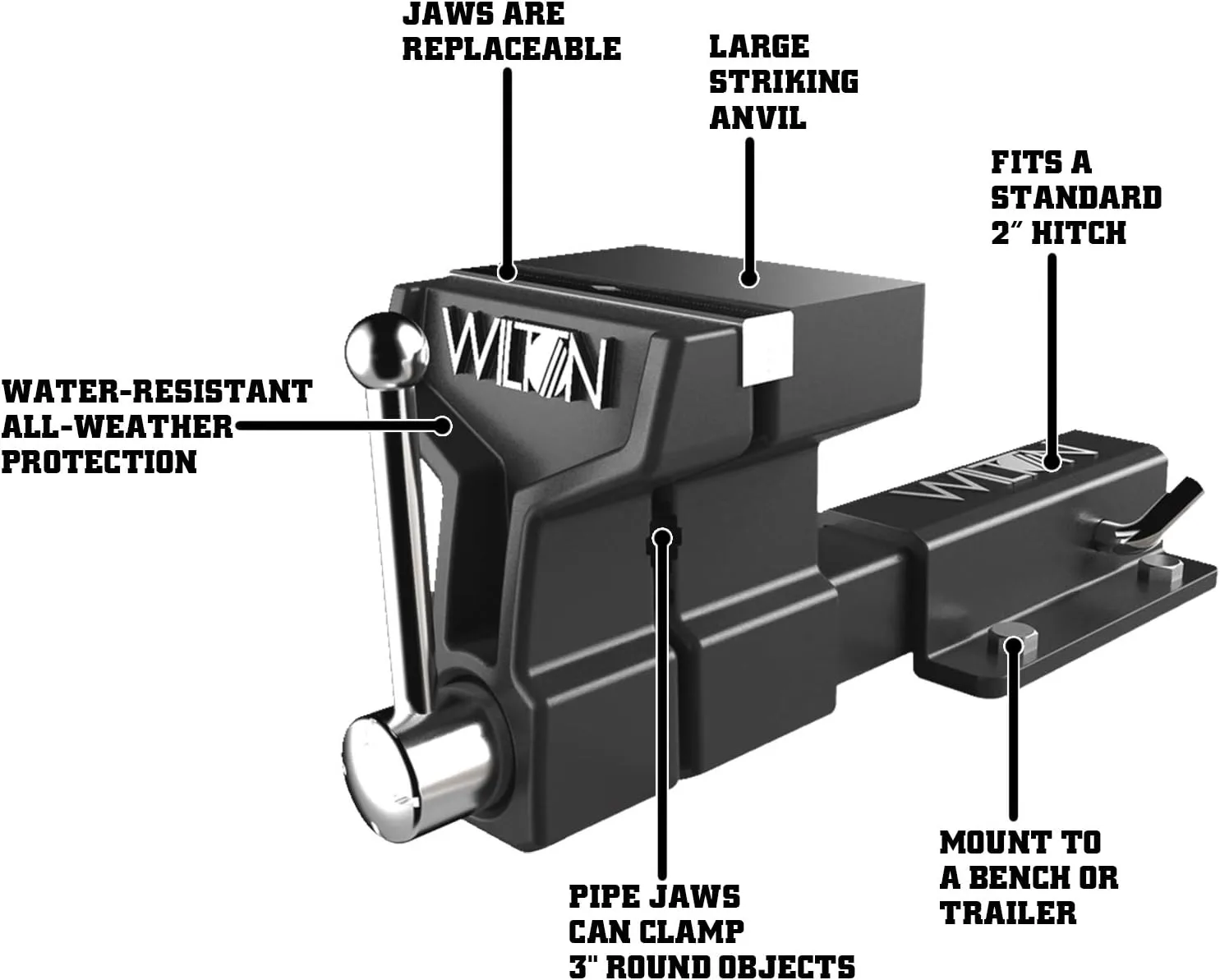 Wilton ATV All-Terrain Vise, 6" Jaw Width, 5-3/4" Max Jaw Opening, 5" Throat (10010)