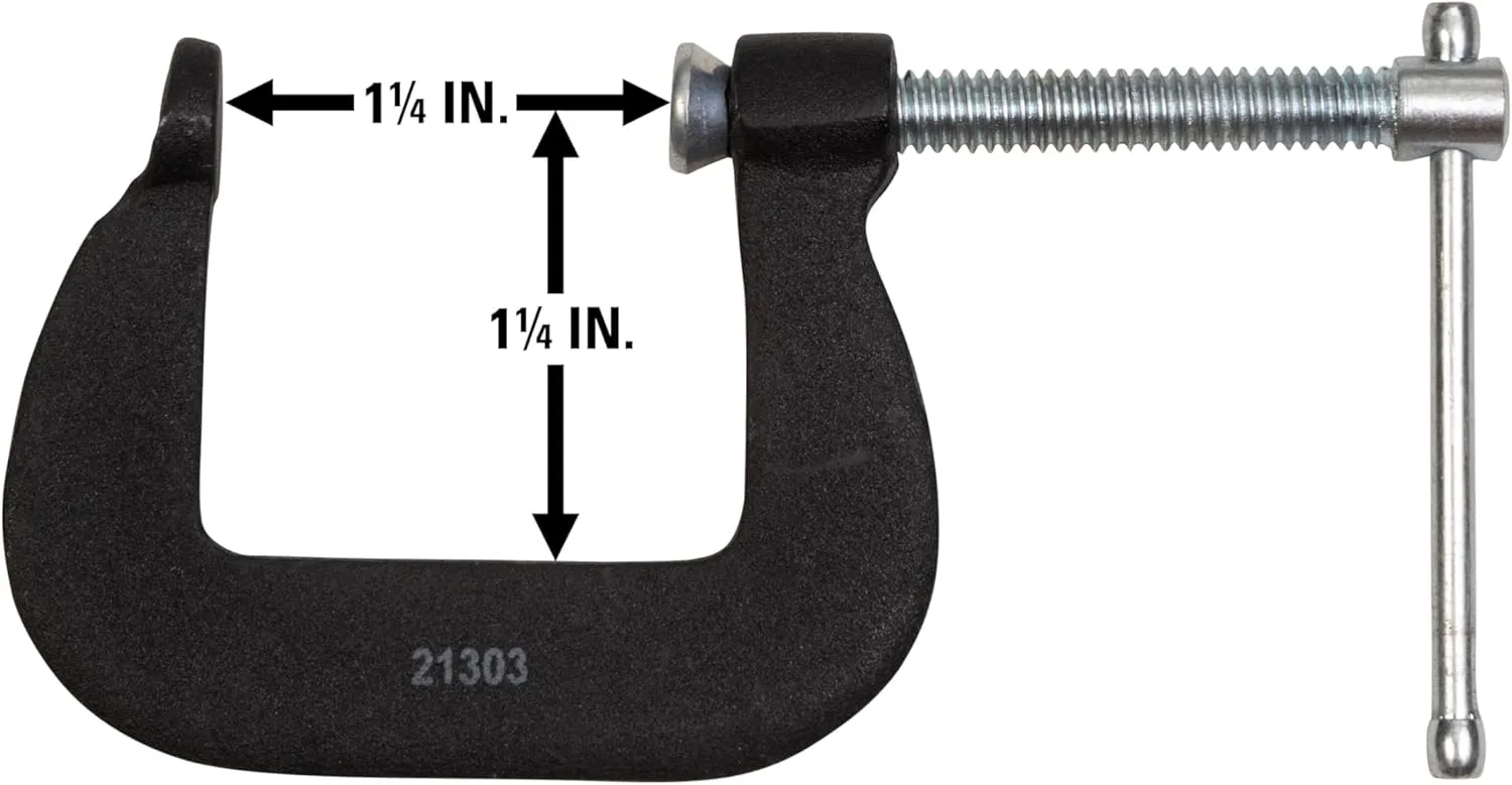 Wilton Super-Junior C-Clamp, 1-1/4" Opening, 1-1/4" Throat, 800 Lbs. Clamping Force (Model 52)