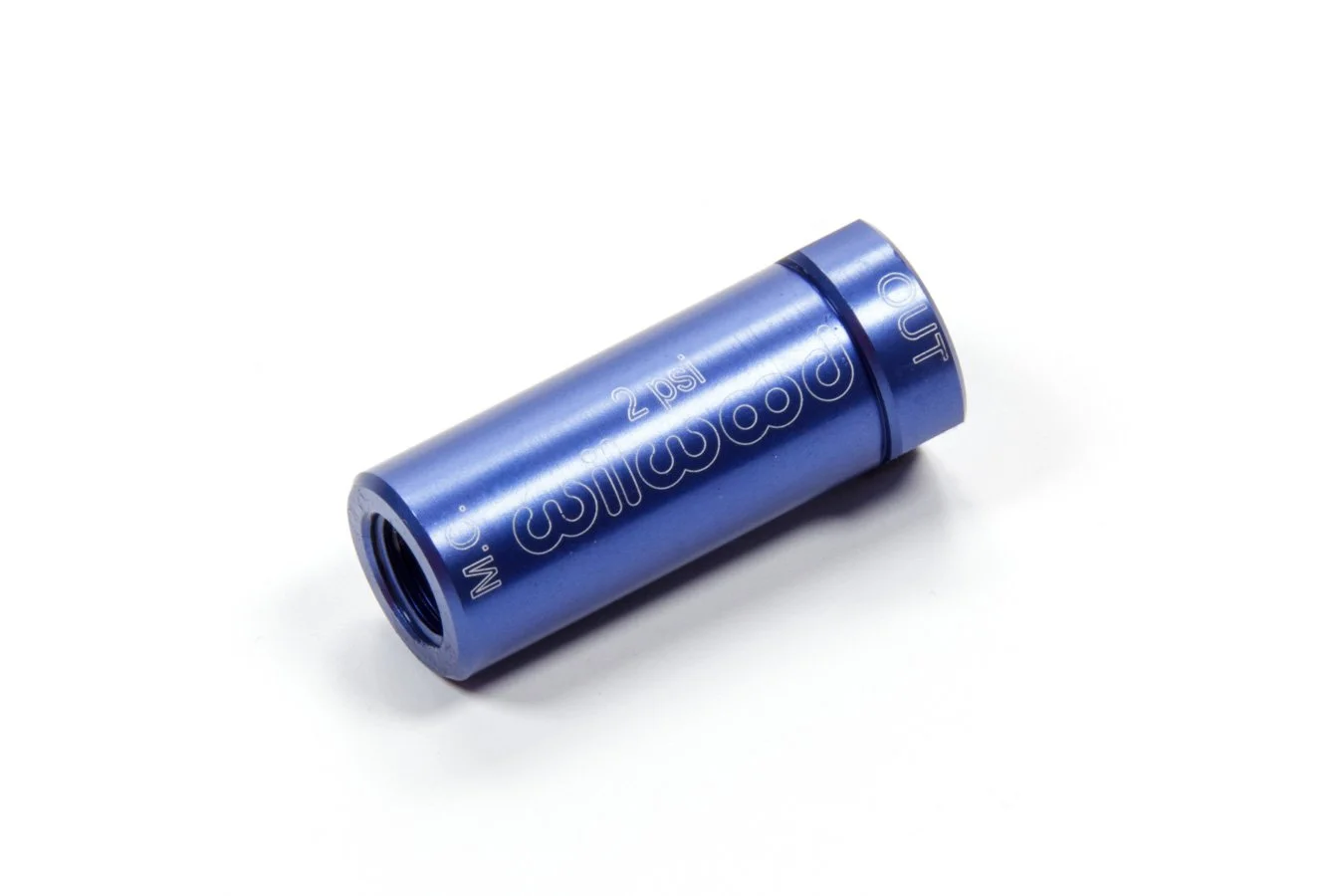 Wilwood Residual Pressure Valve, Compact, 2 lb, 1/8 in NPT Inlet/Outlet, Aluminum, Blue Anodized