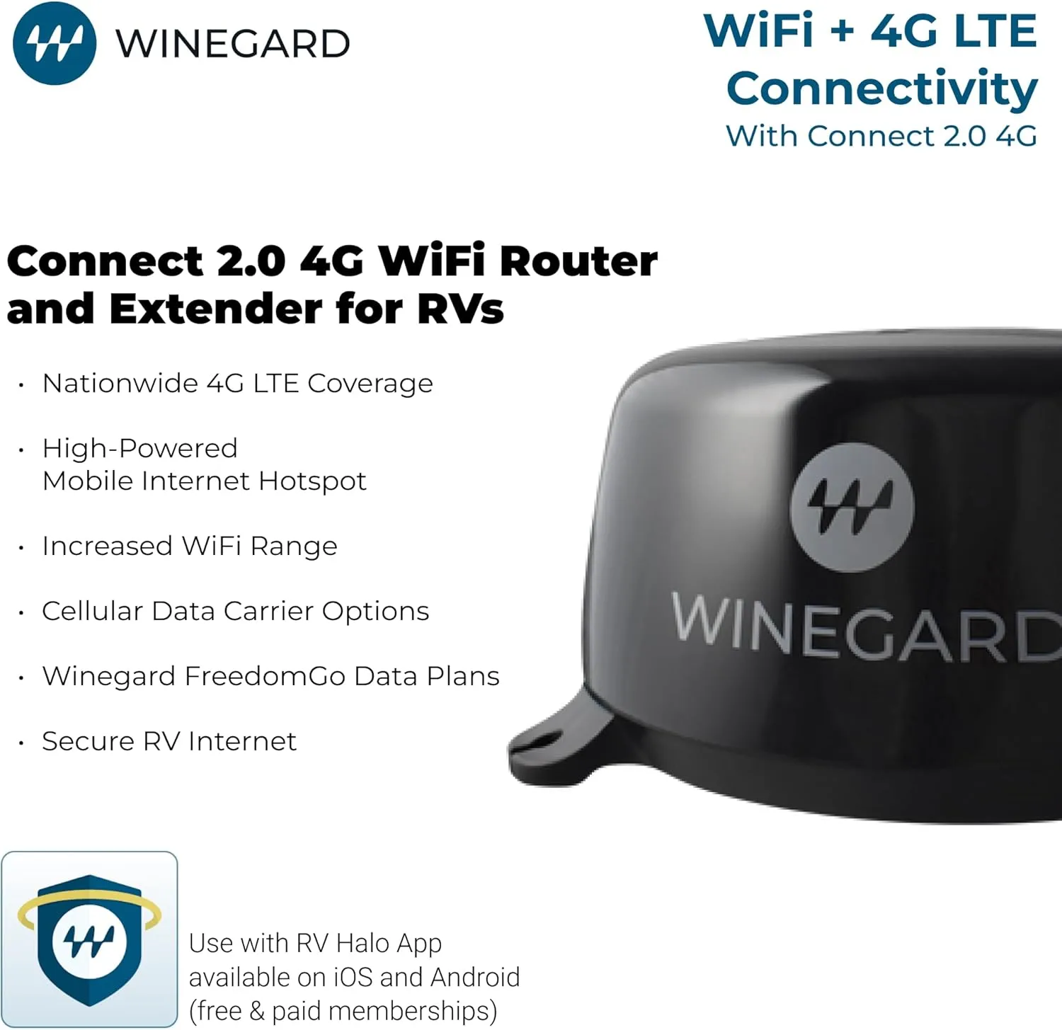 Winegard 434719 Connect 2.0 4G2 (WF2-435) 4G LTE and Wi-Fi Extender for RVs