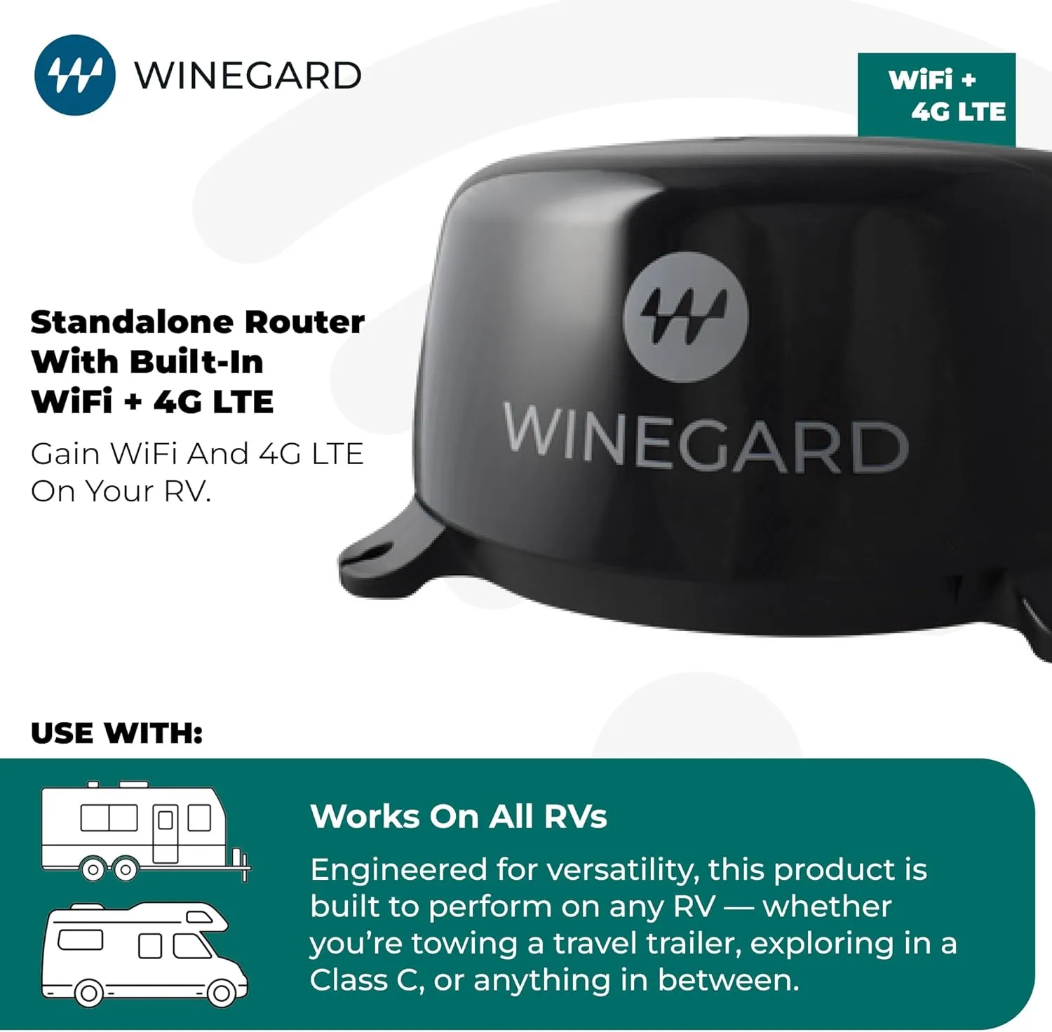 Winegard 434719 Connect 2.0 4G2 (WF2-435) 4G LTE and Wi-Fi Extender for RVs