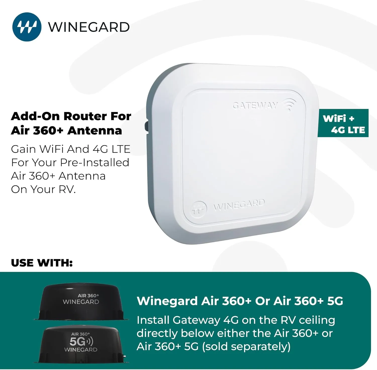 Winegard GW-1000 Gateway 4G LTE WiFi Router for AIR 360+ Antenna Compact