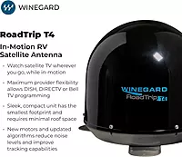 Winegard RT2035T Roadtrip T4 in-Motion RV Satellite Dish (Dish, DIRECTV, BellTV) - Fully Automatic RV Satellite Antenna Black