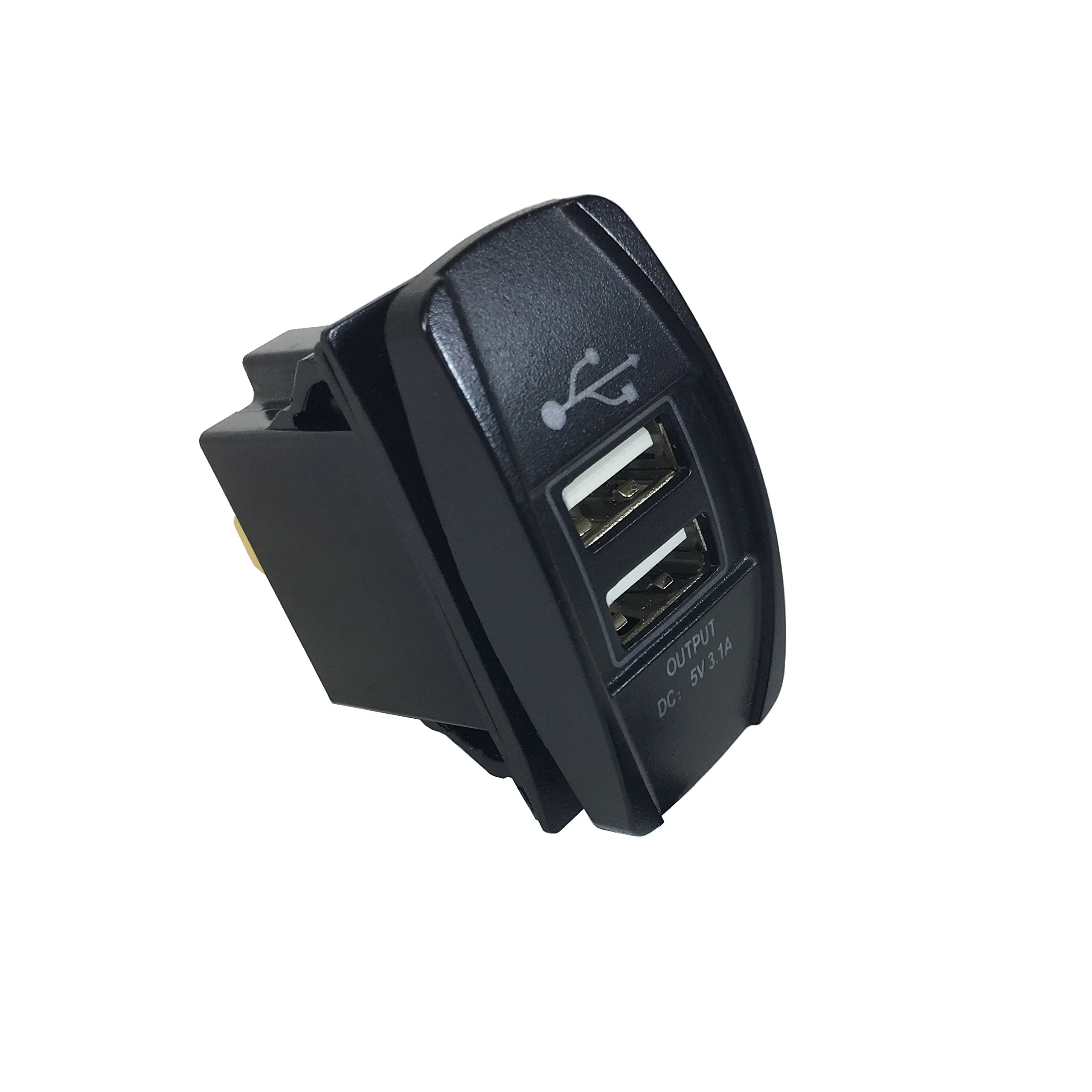 WirthCo 20603 Dual Rectangle USB Charge Port - 1 & 2.1 Amp W/Cover-Retail Pkg