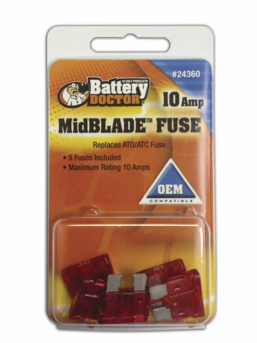 WirthCo 24370 MidBlade Fuse - 20 Amp (Yellow), Pack of 5