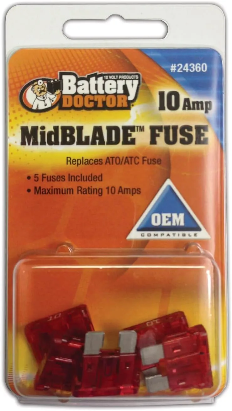 WirthCo 24370 MidBlade Fuse - 20 Amp (Yellow), Pack of 5