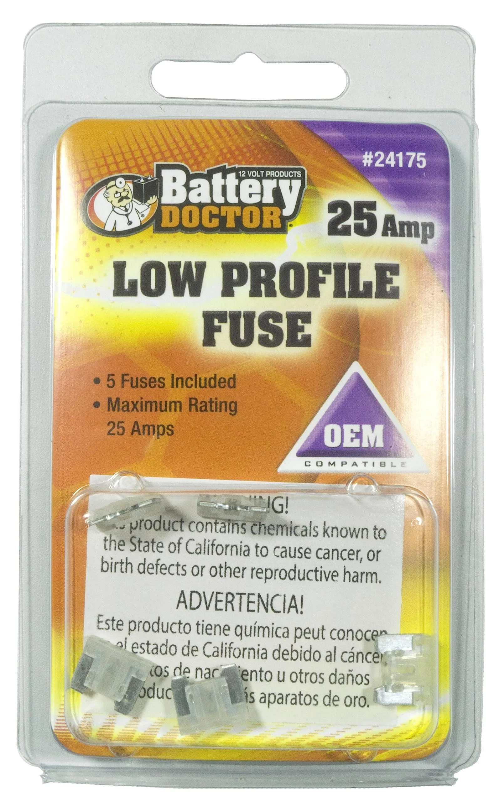 WirthCo 24175 Low Profile ATM Mini Fuse, 5 Pack Amp 25 Natural