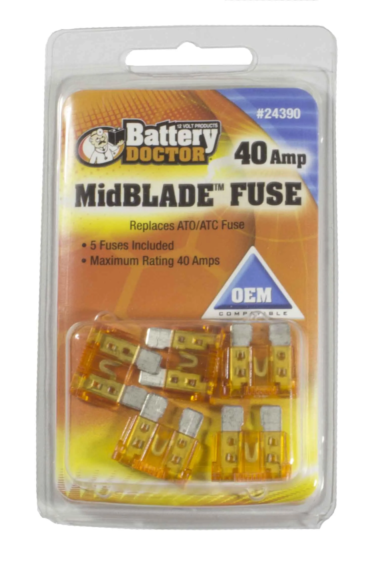 WirthCo 24390 Battery Doctor 40 Amp MidBlade Fuse, 5 Pack