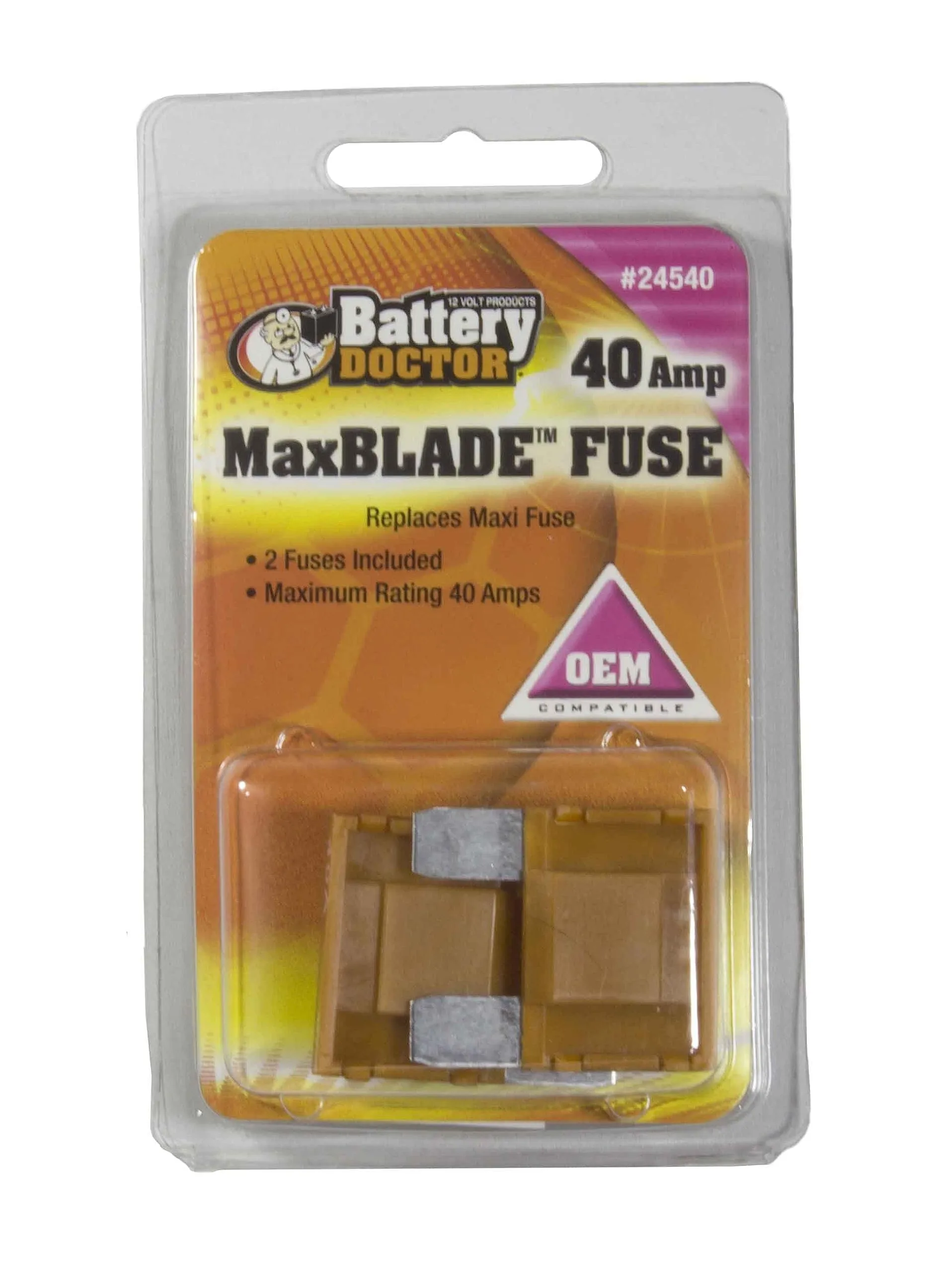 WirthCo 24540 Battery Doctor 40 Amp MaxBlade Fuse, Orange, 2 Pack
