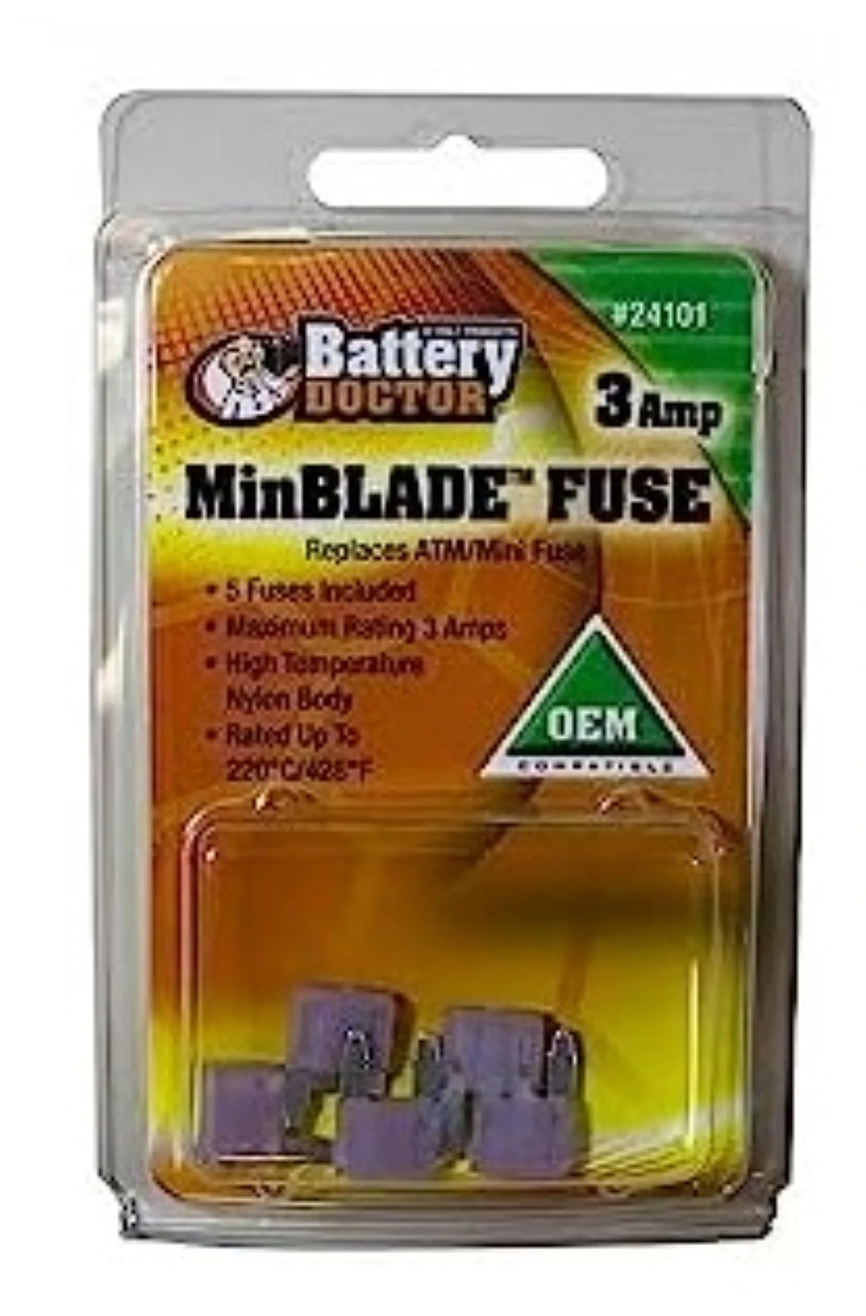 WirthCo 24101 MINBLADE Fuses, Replaces ATM/Mini Fuses, 3 Amp, 5 Pack