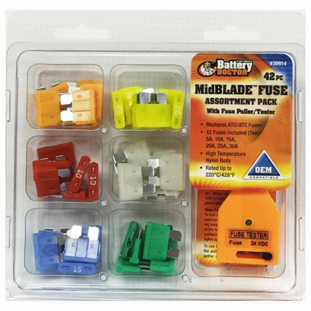 WIRTHCO Battery Doctor 42-Piece Automotive Blade Fuse Kit with Puller & Tester