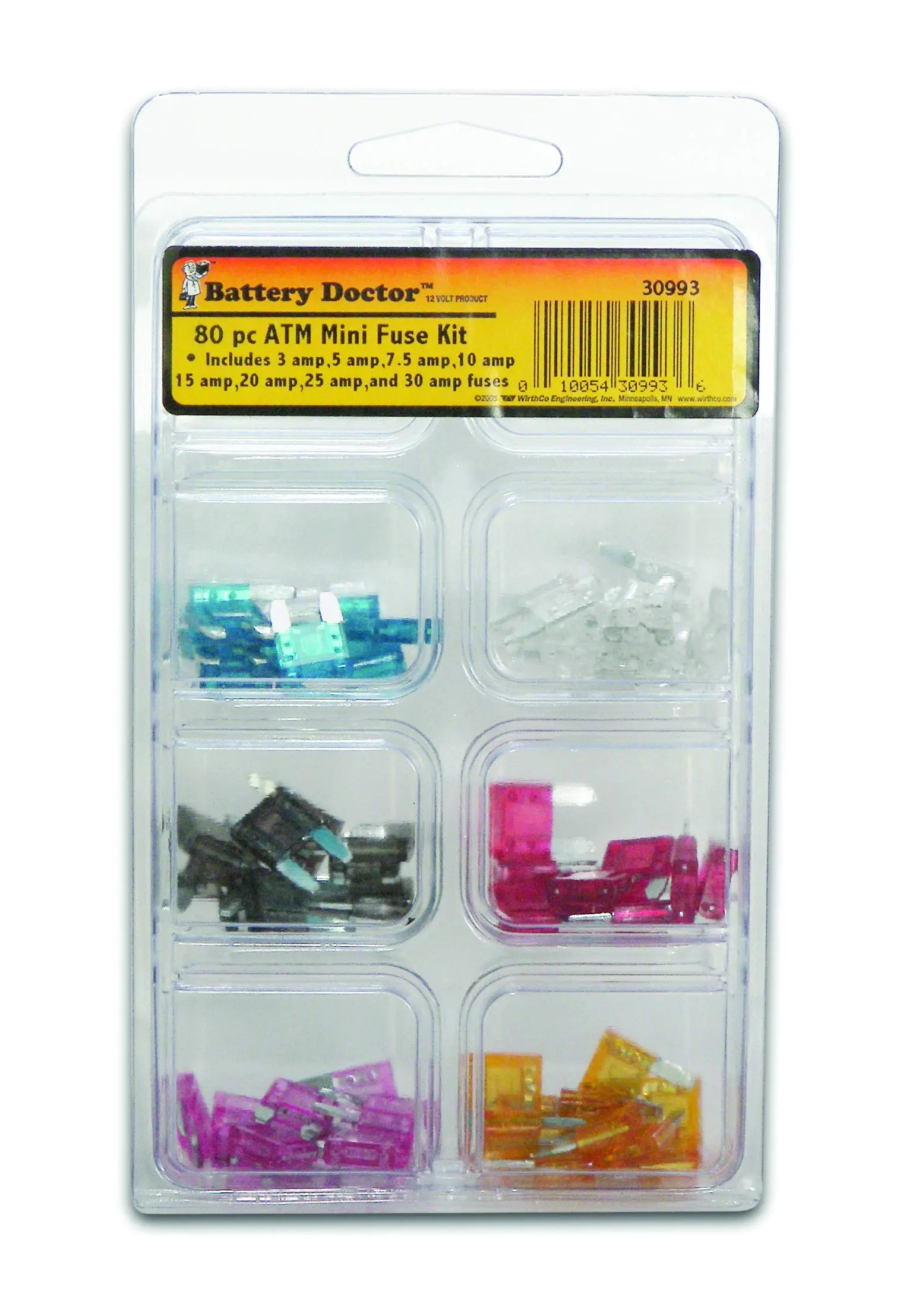 WirthCo 30993 Battery Doctor ATM Mini-Fuse Kit - 80 Piece