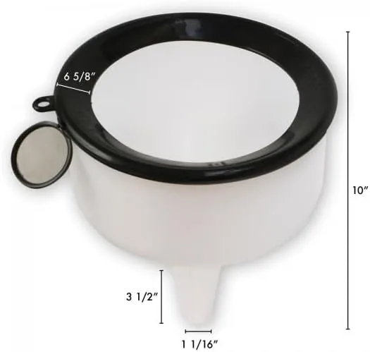 WirthCo Funnel King 144 oz. Extra Heavy Duty Polyethylene Funnel - Chemical Resistant, Anti-Splash, with Removable Filter (90190)