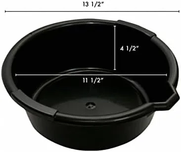 Funnel King 32950 Oil Drain Pan - 6.5 Qt, 13.5 x 13.5 x 4.5 in, Black