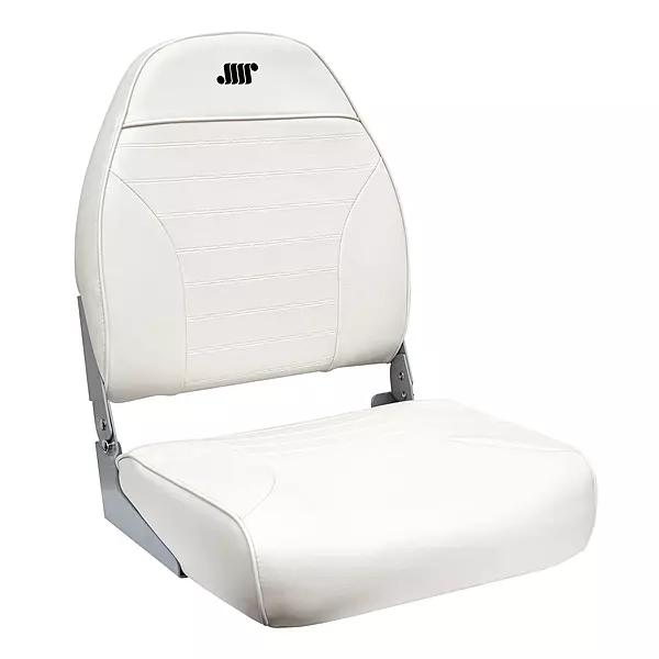 Wise Mid-Back Fishing Boat Seat with Logo White