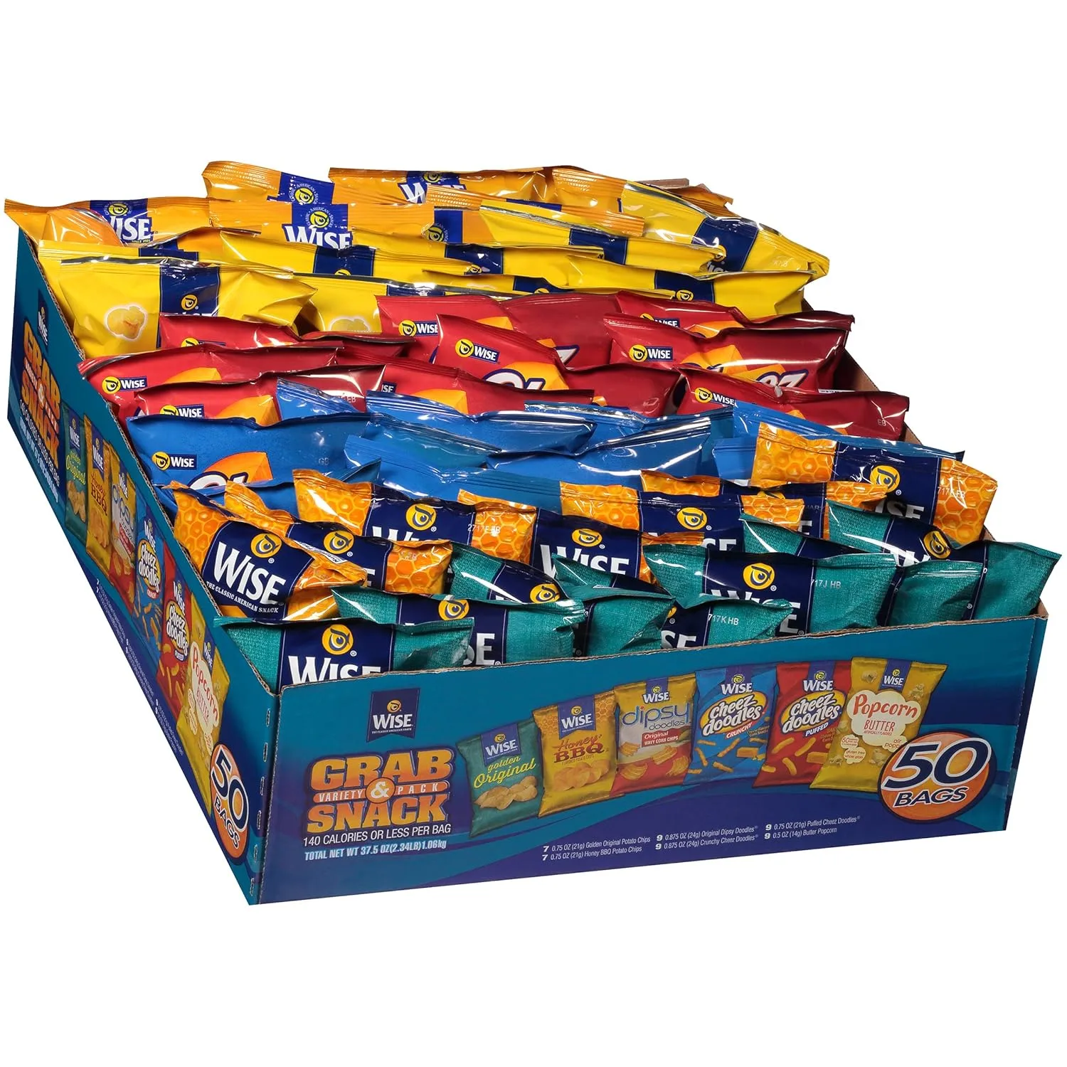 Wise Snacks Grab and Snack Chips Original Mix Variety Bulk Snack for Fun and Tasty Snacking 0.75 Ounce, 50 Count Gluten Free