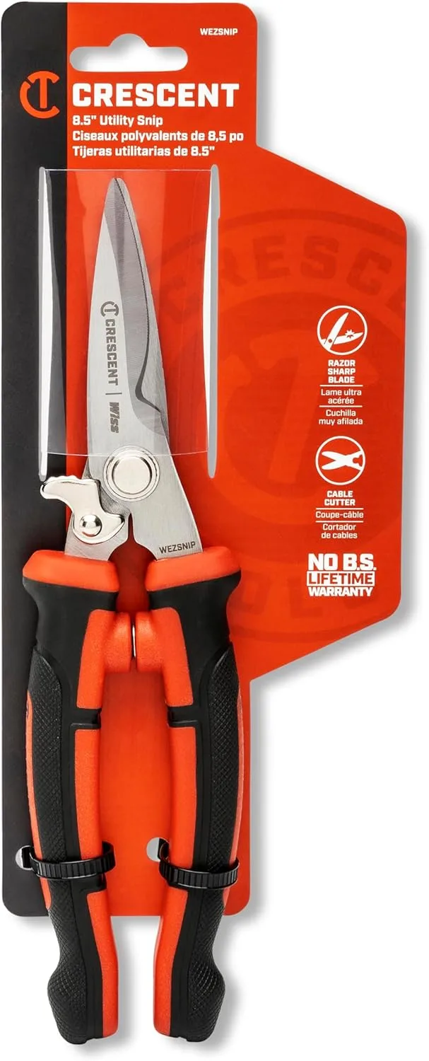 Crescent Wiss 8-1/2" EZ Utility Snip - Easy Snips for Home Improvement, Repair Shops & Garden