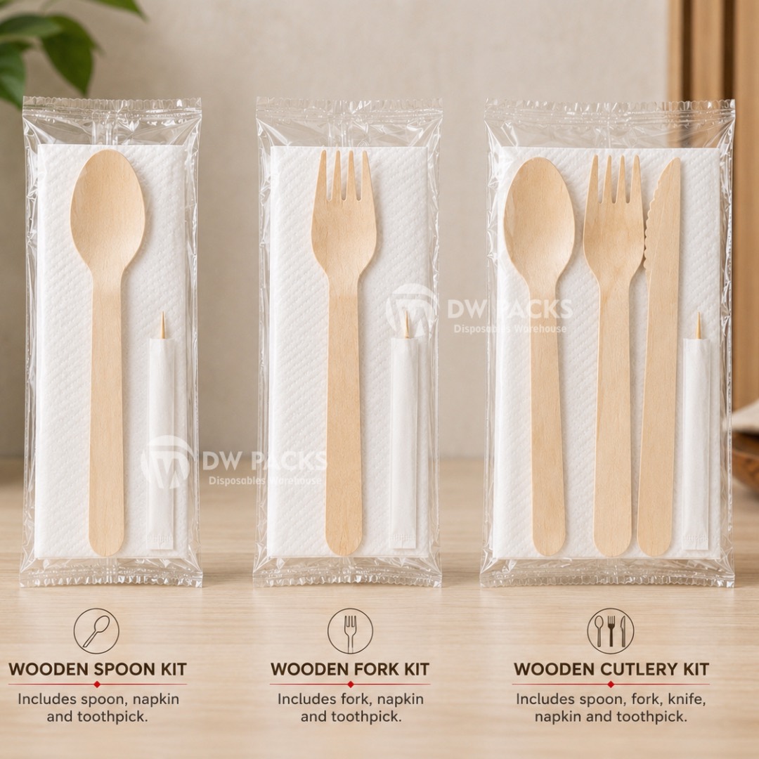 WRAPPED WOODEN CUTLERY KIT (ECO-FRIENDLY)