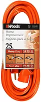 Woods 0625 14/3 Outdoor SJTW Vinyl Extension Cord; 25-Foot; Orange