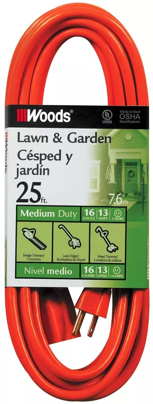 Southwire Extension Cord - Standard SJTW Design for Outdoor Use - Waterproof Vinyl Jacket - Bright Orange for Visibility