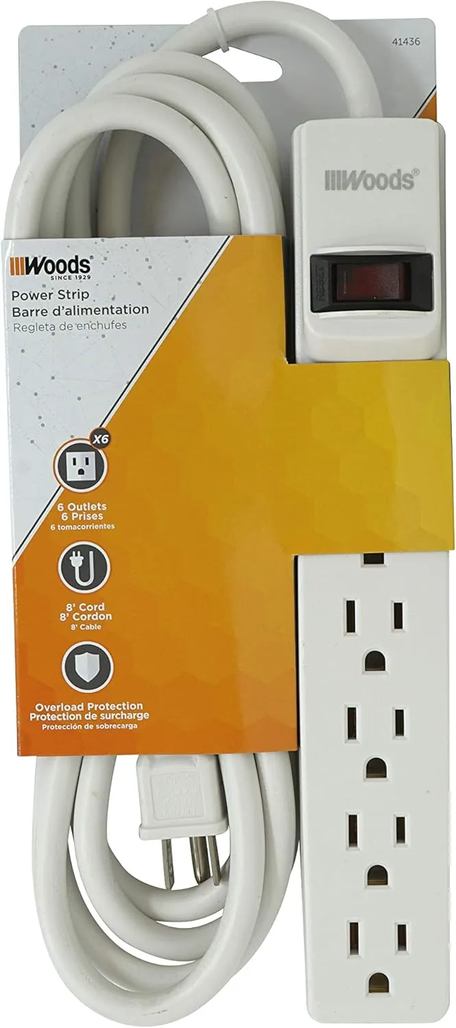 Woods / SOUTHWIRE 6-Outlet Power Strip with Built-In Circuit Breaker