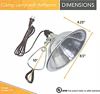 Woods Clamp Lamp Light with Aluminum Reflector; 150W; UL Listed; 6- Foot Cord 8.5 Inch