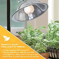 Woods Clamp Lamp Light with Aluminum Reflector; 150W; UL Listed; 6- Foot Cord 8.5 Inch