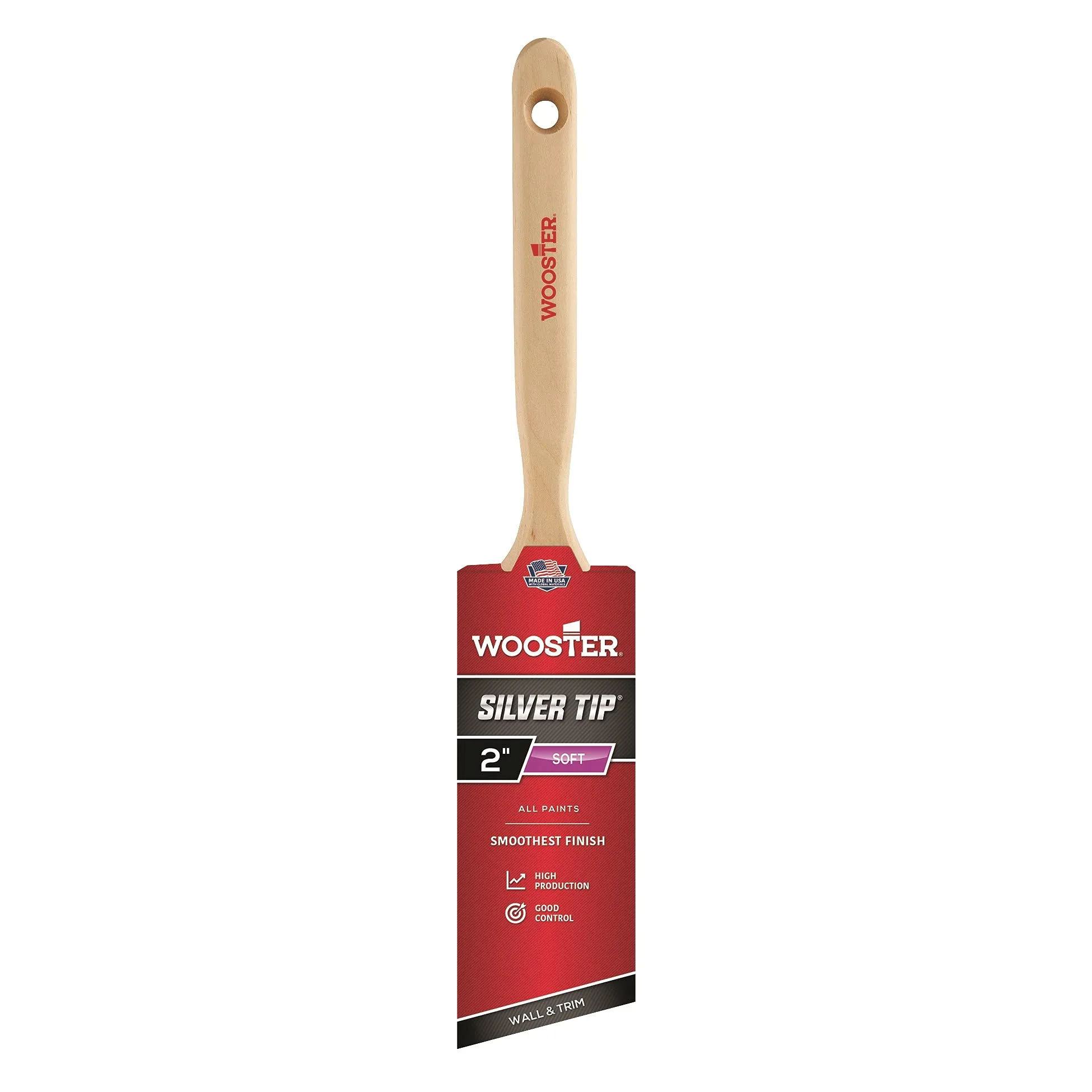 Wooster Brush 5221-2 Tip Angle Sash Paintbrush, 2-Inch, 2 Inch, White,Silver