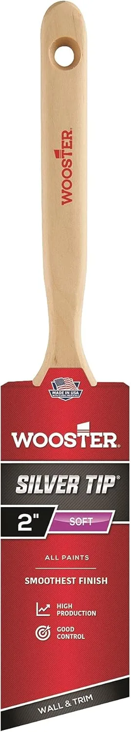 Wooster Brush 5221-2 Tip Angle Sash Paintbrush, 2-Inch, 2 Inch, White,Silver