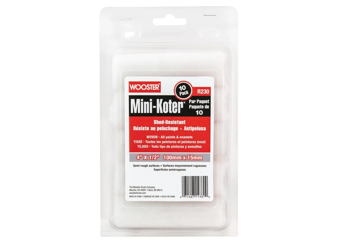 Wooster 4" KOTER Woven 1/2" 10-PK Mini RLRS CASE=6