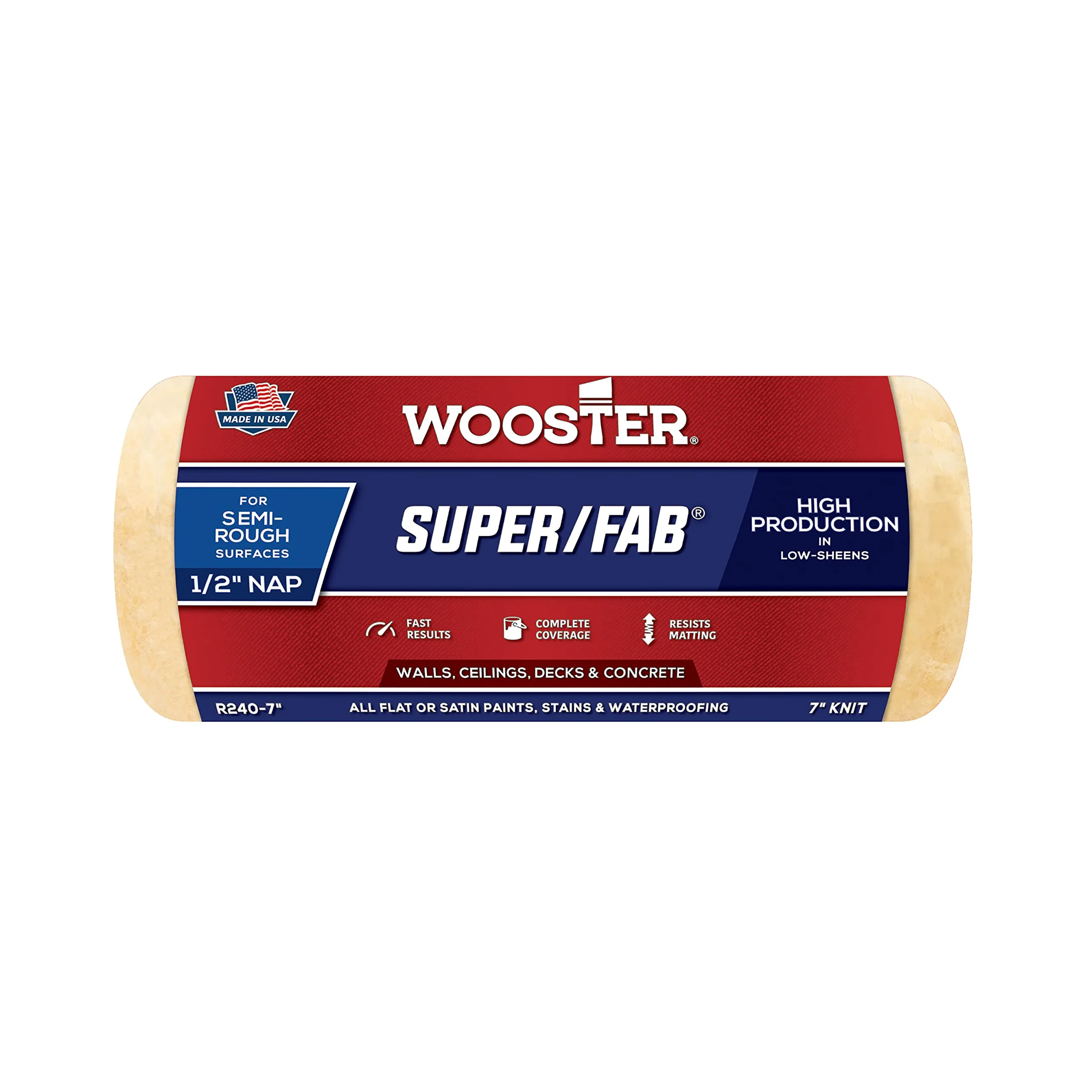 Wooster Brush Super/Fab Roller Cover, 1/2-Inch Nap