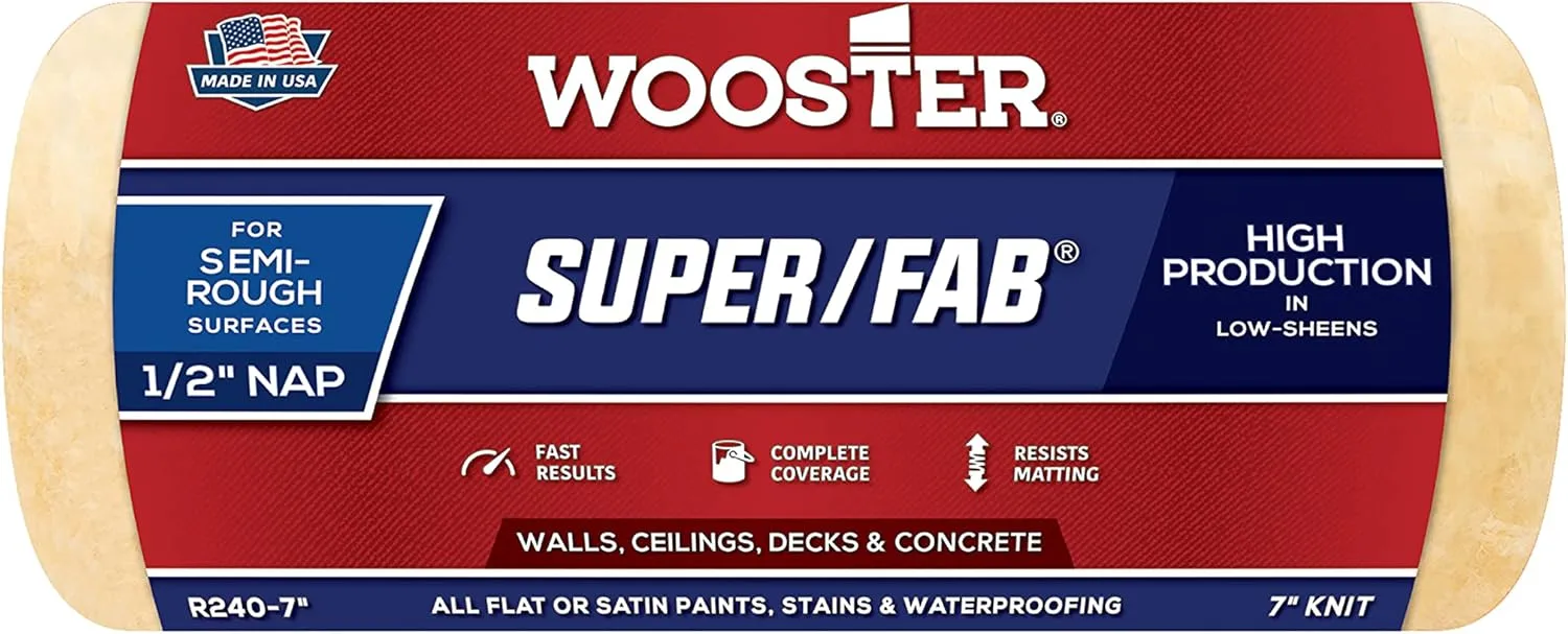 Wooster Brush Super/Fab Roller Cover, 1/2-Inch Nap