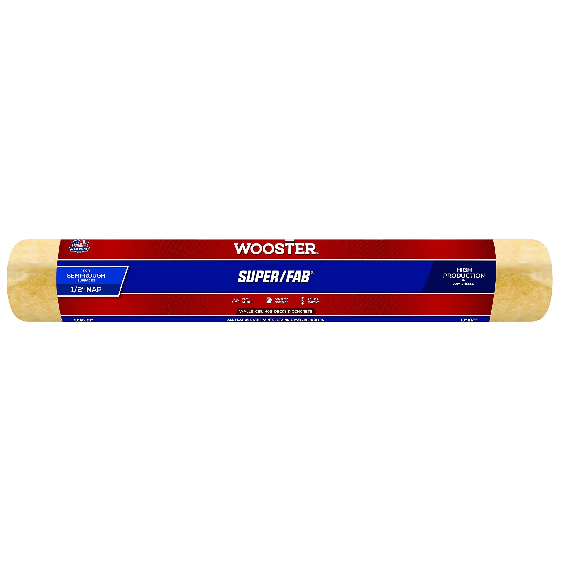 Wooster Brush Super/Fab Roller Cover, 1/2-Inch Nap