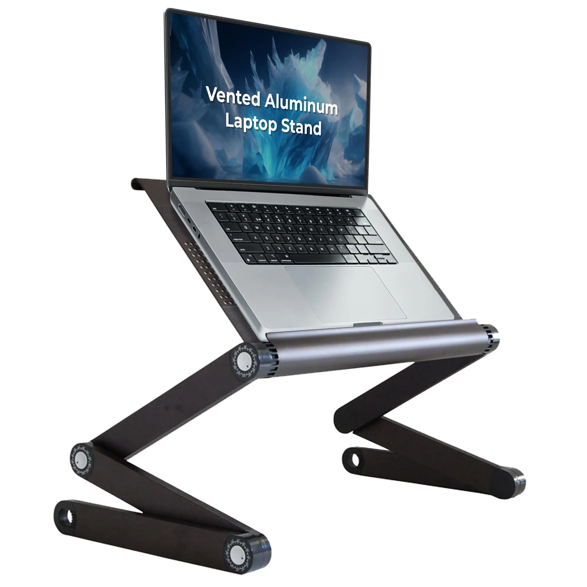 WorkEZ Executive Adjustable Laptop Stand for Desk, Foldable Aluminum, Black