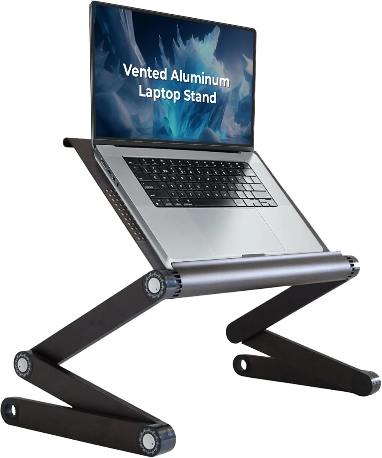 WorkEZ Executive Adjustable Laptop Stand for Desk, Foldable Aluminum, Black