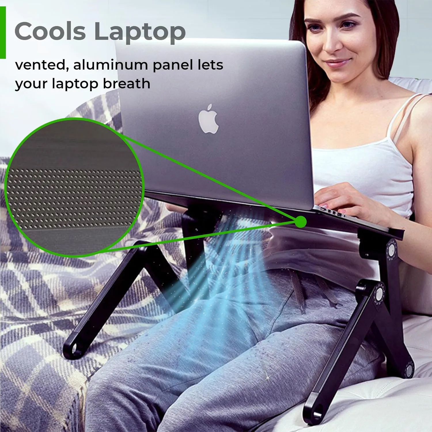 WorkEZ Executive Adjustable Laptop Stand for Desk, Foldable Aluminum, Black