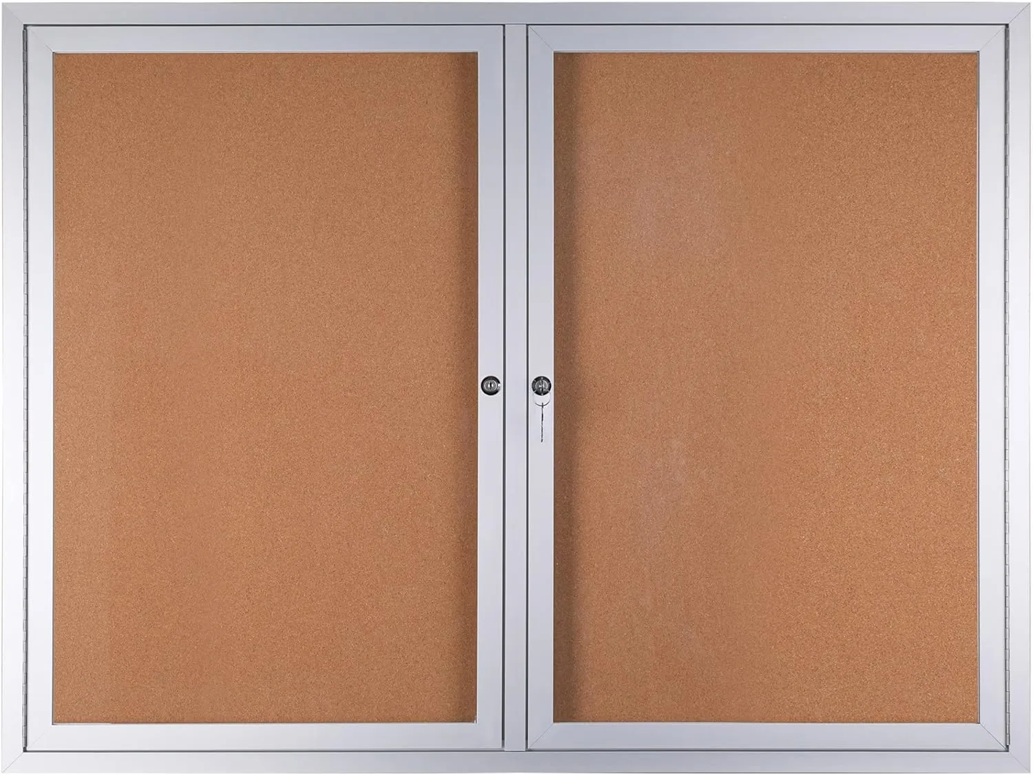 WorkPro® Enclosed Double-Door Cork Bulletin Board, 36" x 48", Aluminum Frame With Silver Finish