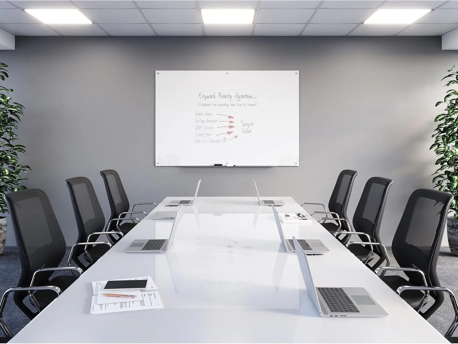 WorkPro Magnetic Glass Unframed Dry-Erase Whiteboard, 36 x 48 in, White