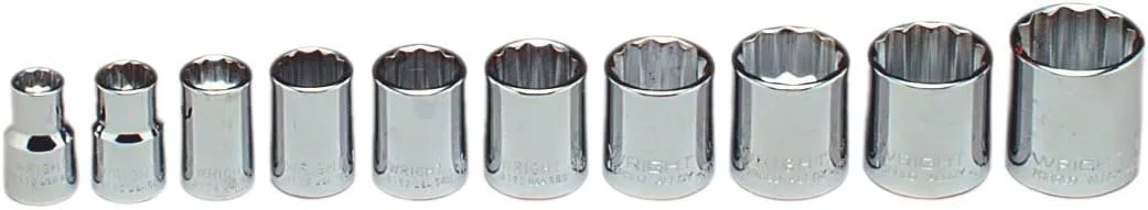 Wright Tool 378 3/8" Drive 12 Point Standard Socket Set (10-Piece)
