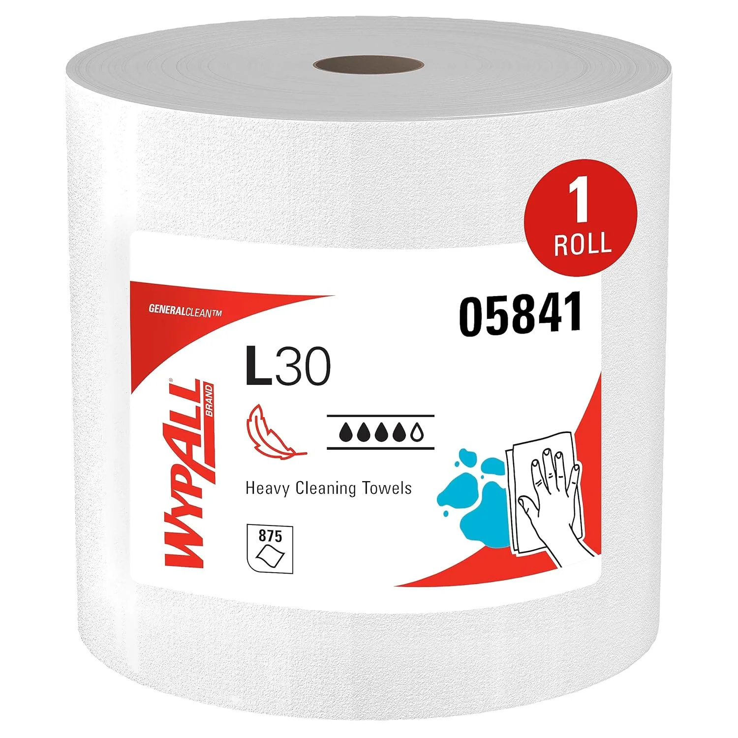 WypAll GeneralClean L30 Heavy Duty Cleaning Wipes, Jumbo Roll, 875 Sheets