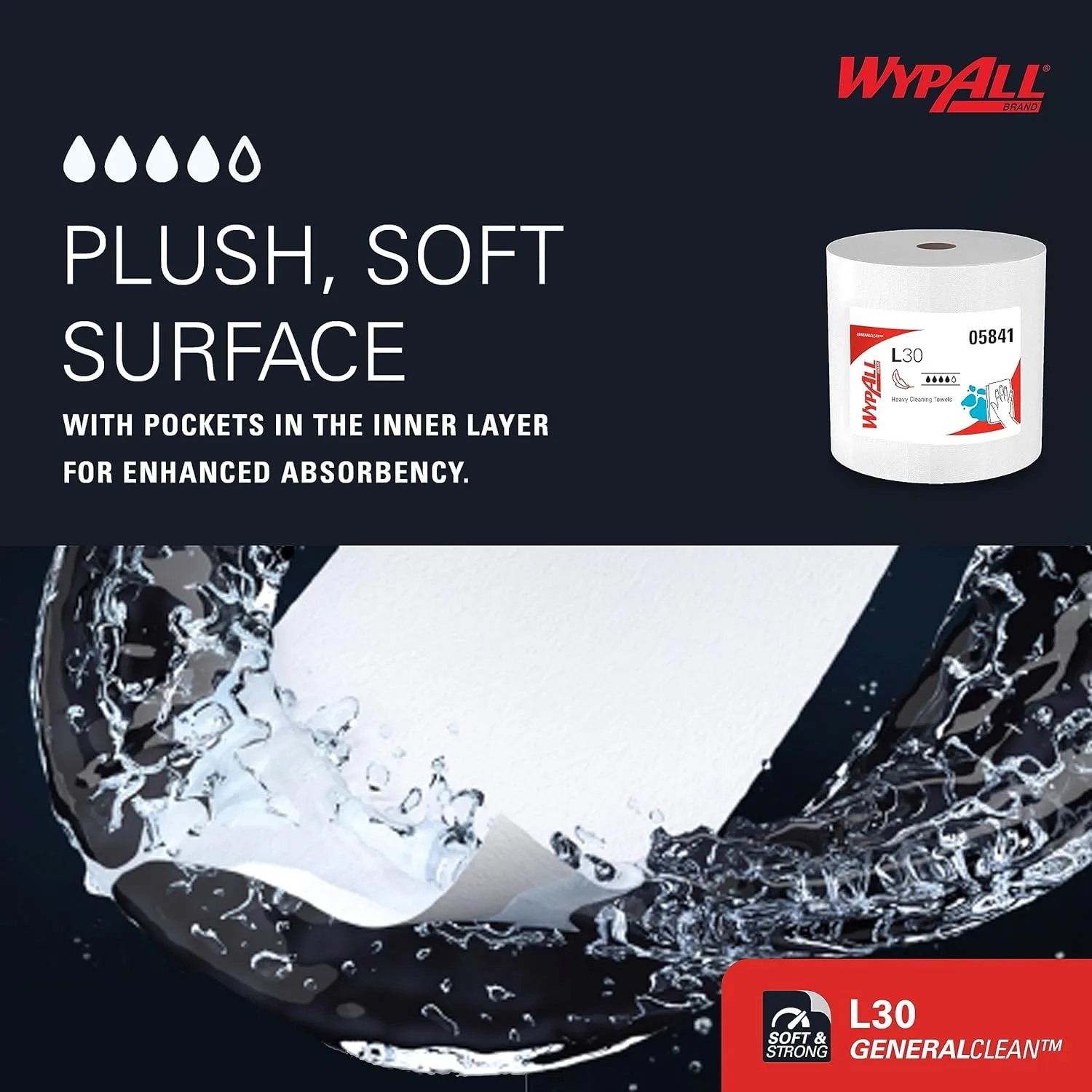 WypAll GeneralClean L30 Heavy Duty Cleaning Wipes, Jumbo Roll, 875 Sheets