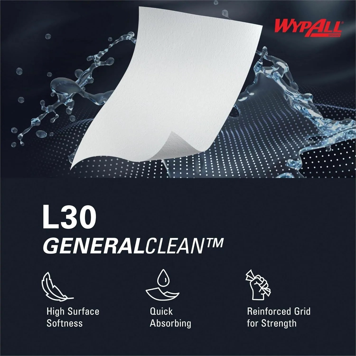 Wypall L30 General-Purpose Wipers - 11" x 10.40" - 70 Sheets/Roll - White - Perforated, Light Duty, Wet Strength, Soft