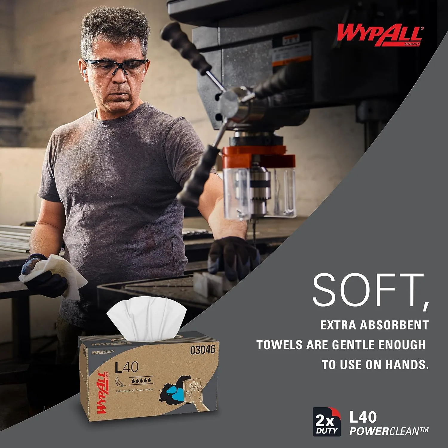 WypAll PowerClean L40 Cloths Extra Absorbent Wipes (03046) Pop-Up Box, 810 Total