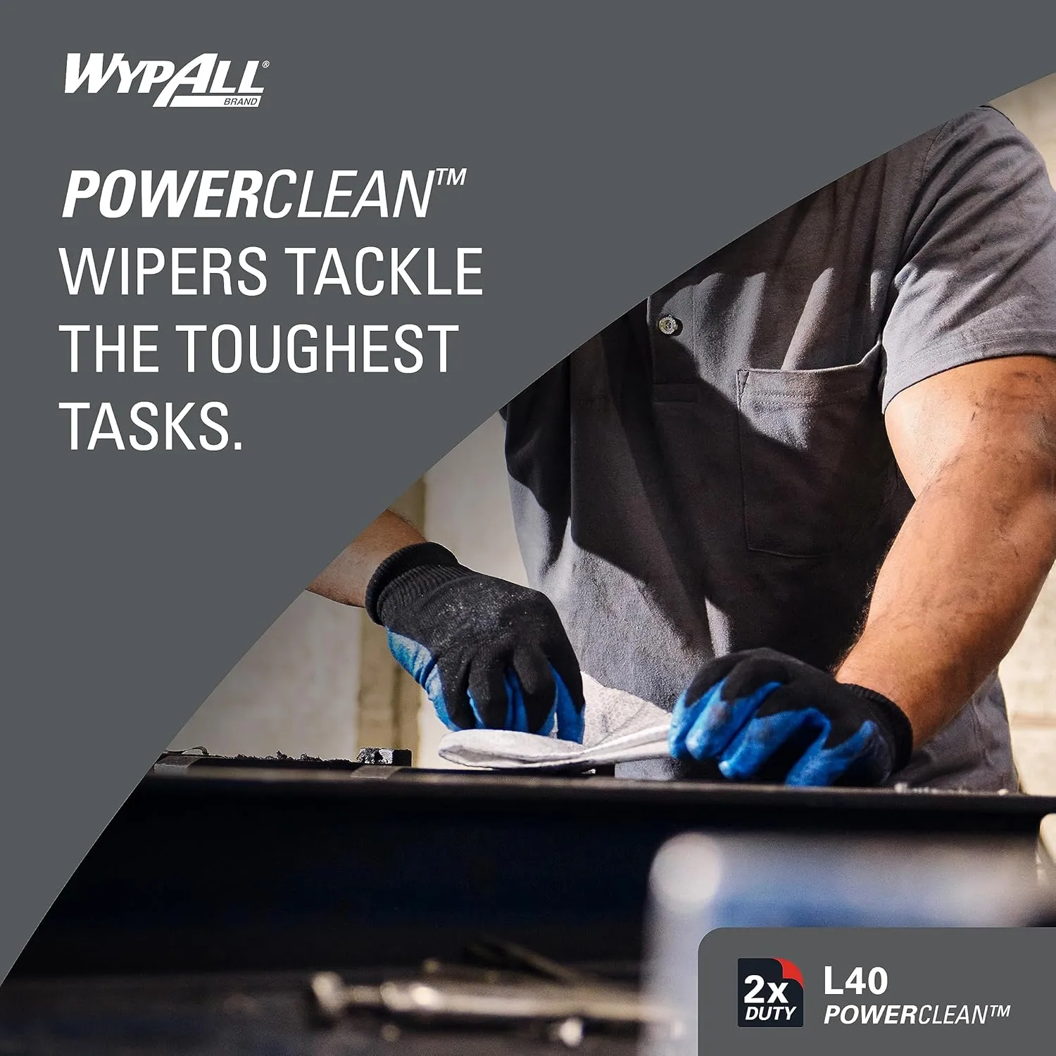 WypAll PowerClean L40 Cloths Extra Absorbent Wipes (03046) Pop-Up Box, 810 Total