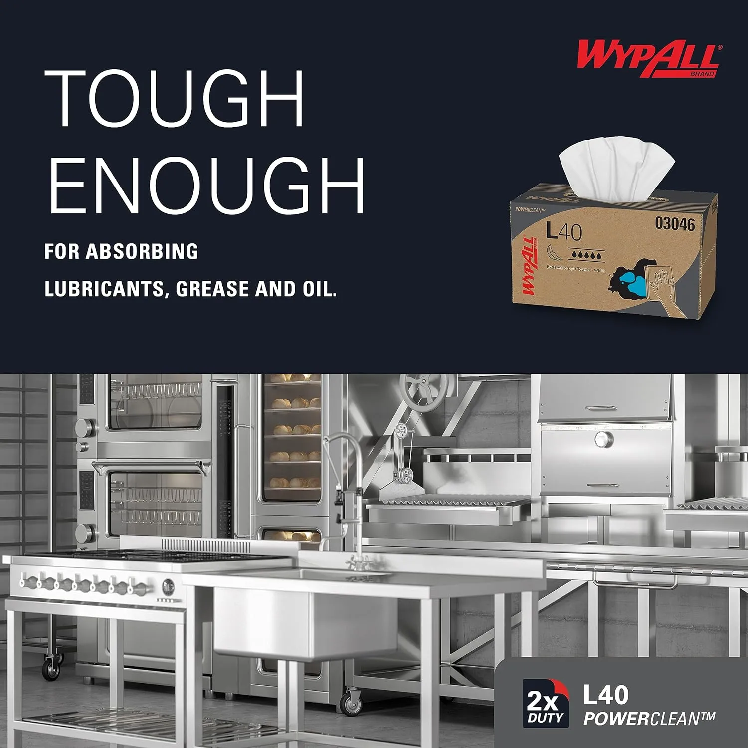 WypAll PowerClean L40 Cloths Extra Absorbent Wipes (03046) Pop-Up Box, 810 Total
