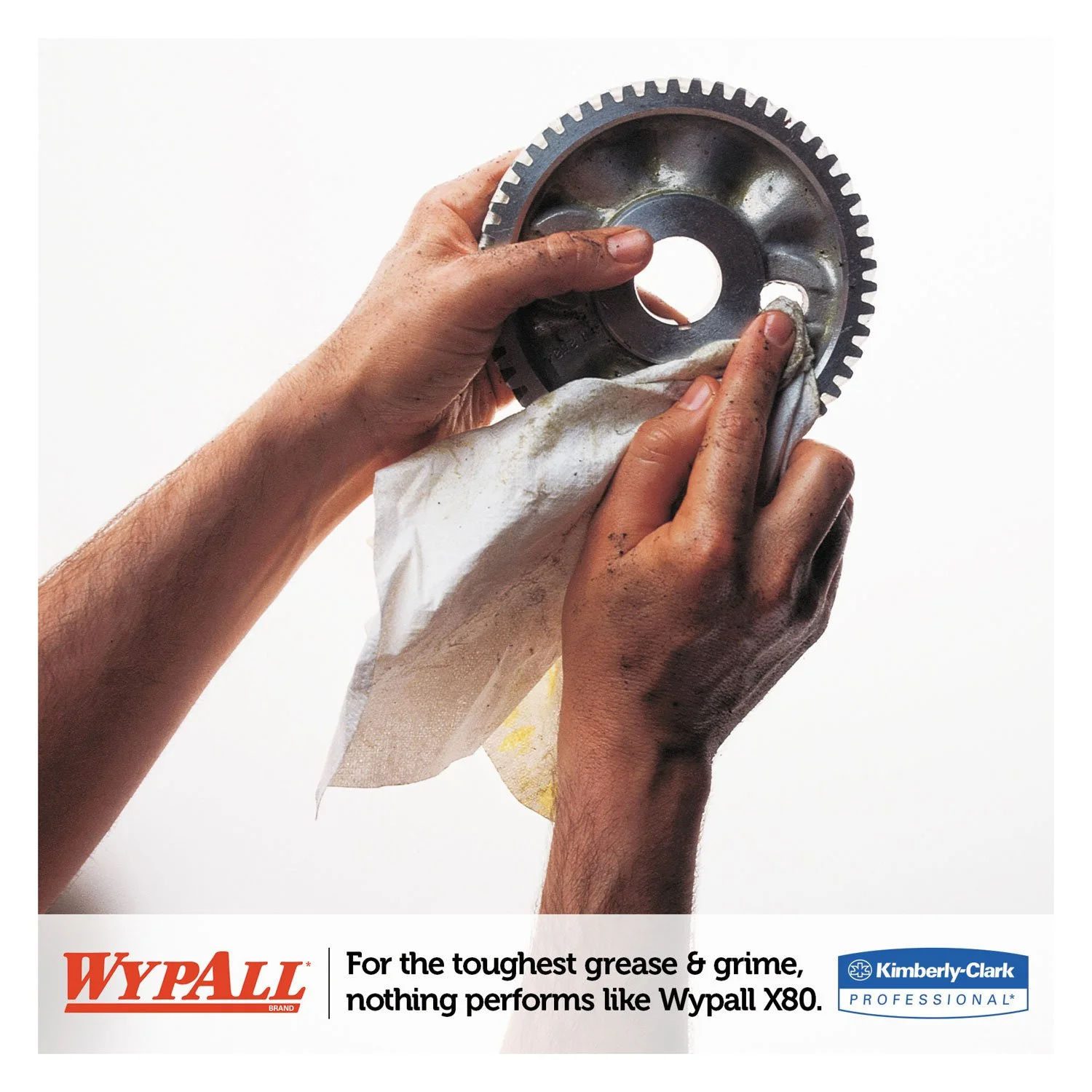 WypAll PowerClean X80 Heavy-Duty Shop Towels, White — 160 Sheets (Brag Box)