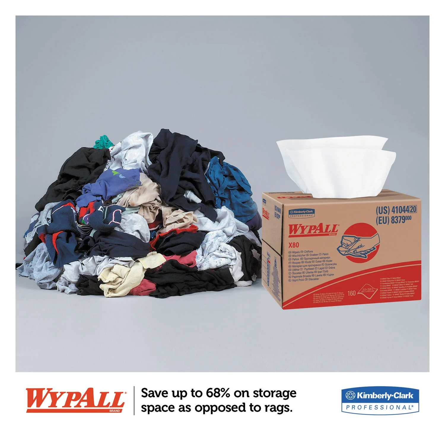 WypAll PowerClean X80 Heavy-Duty Shop Towels, White — 160 Sheets (Brag Box)